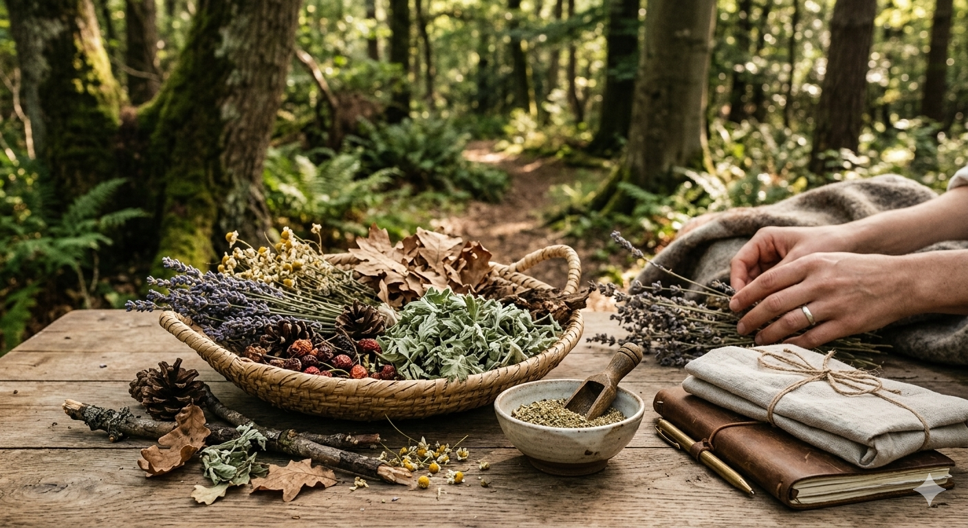 Getrocknete Kräuter im Wald-Lifestyle